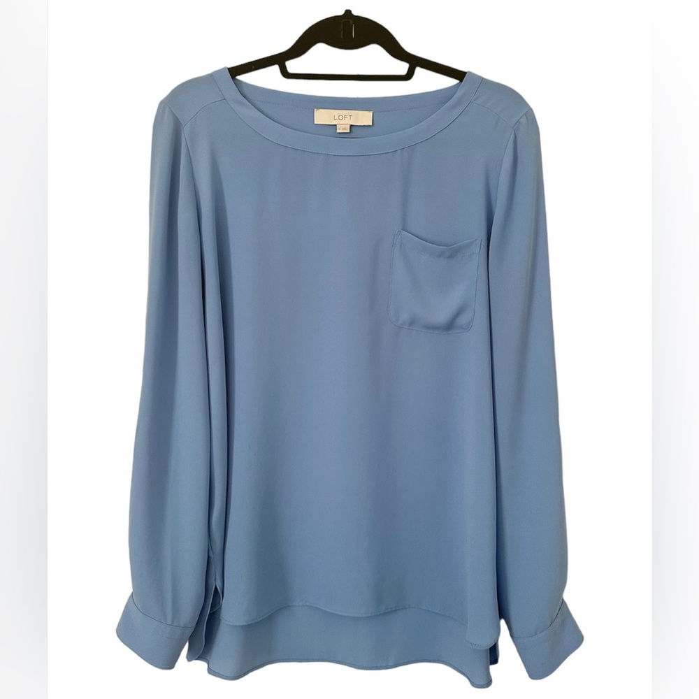 LOFT Light Blue Long Sleeve Blouse Size Medium